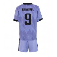 Real Madrid Karim Benzema #9 Fotballklær Bortedraktsett Barn 2022-23 Kortermet (+ korte bukser)